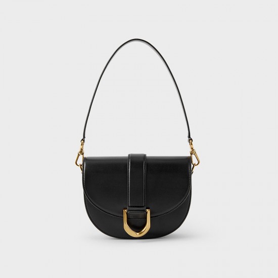 Charles Keith Horseshoe Buckle Saddle Bag Black